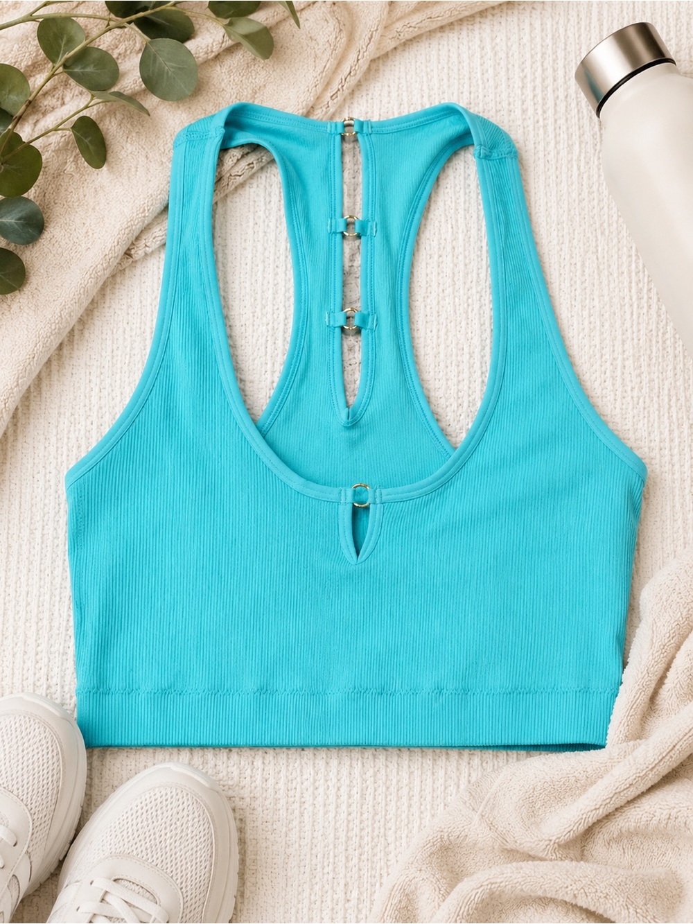 aerie Turquoise Ribbed Tank/Bralette Top